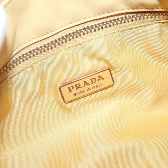 PRADA Shoulder Bag Nylon Yellow Gold Auth 137446 - Picture 10 of 16